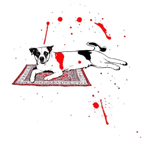 A Dog Laying On A Rug