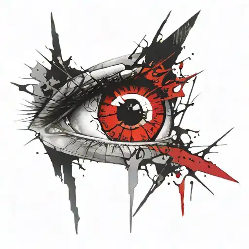 Fractured Eye With Lightning And Hourglass