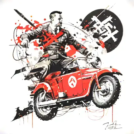 The Battle Of Tesla's Warrior In The Battle Of The Japanese Warrior With Hitler's Face