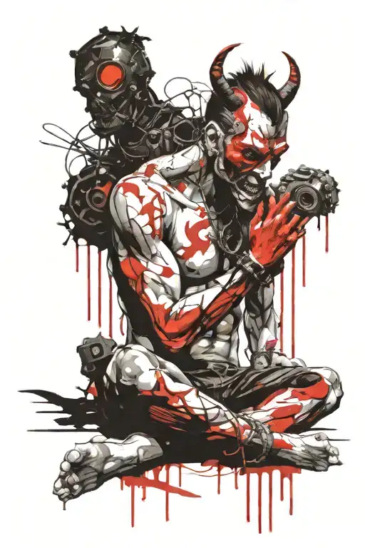 Demon Chained A Man Sitting