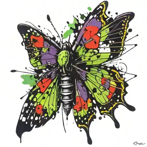 Green And Purple Moth With Bic Lighter