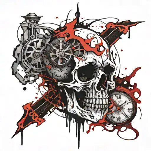 Skull And Clock Melting