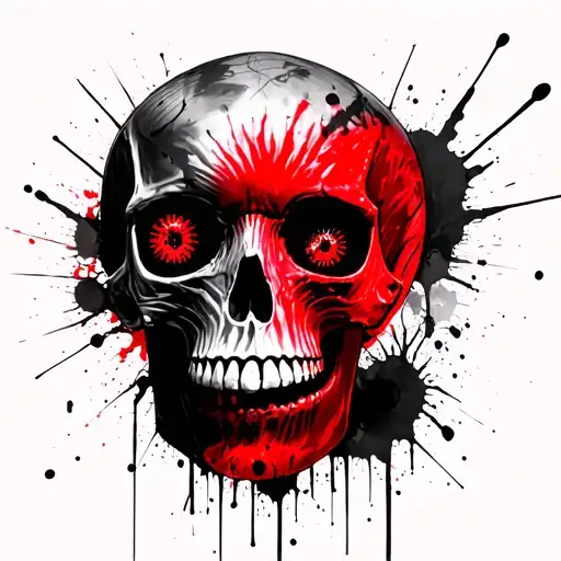 Human Skull With Tie Dye Eyes Staring