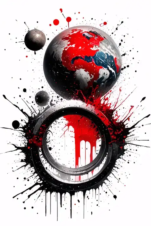 Planet With Blurred Ring Meshed Into It