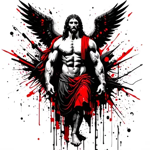 Muscular Jesus With Wings At The Gym