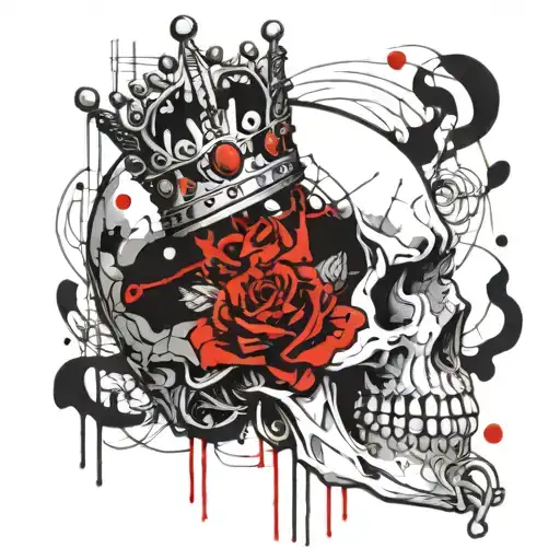 Skull Wearing A Crown Made Of Guitar Strings