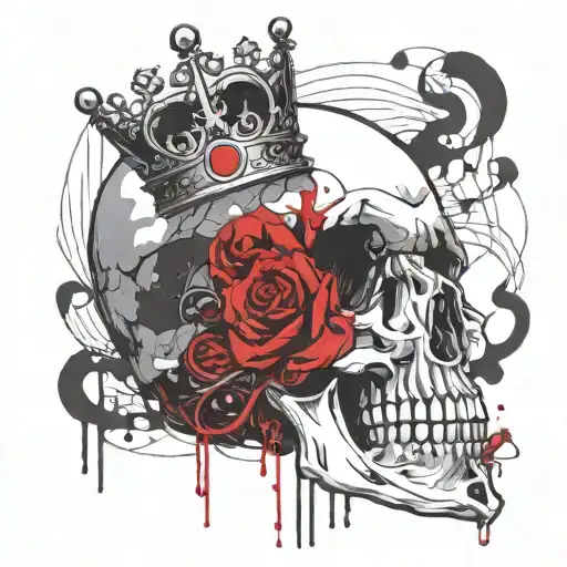 Skull Wearing A Crown Made Of Guitar Strings