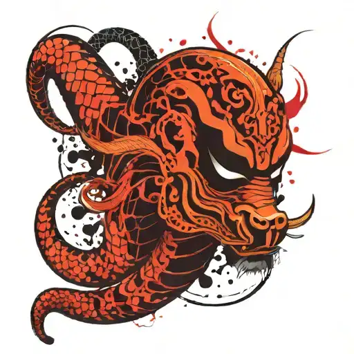 A Serpent Wearing A Chinese Mask