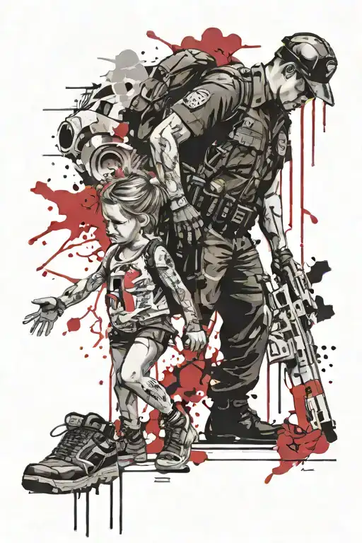 Cop & Daughter Holding Hands