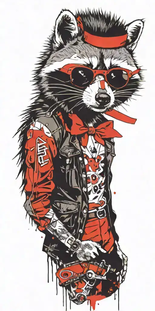 Rocker Raccoon Body Surrealism