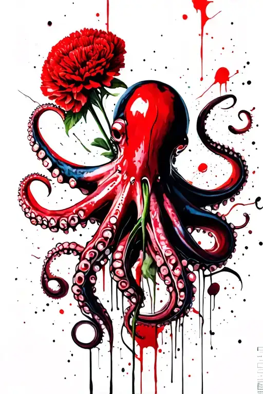 Octopus Holding Carnations