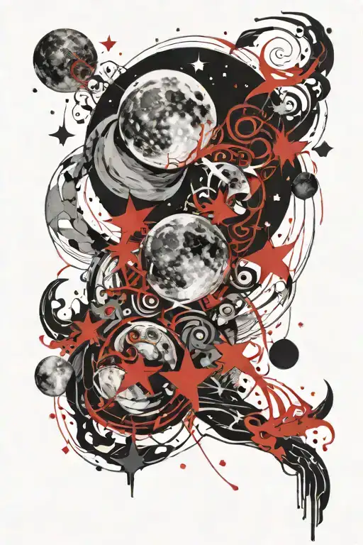 Moon And Stars Aquarius Constellation Intertwined