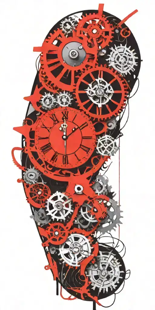 A Engine Morphing Into Intricate Clock Mechanism Intertwined