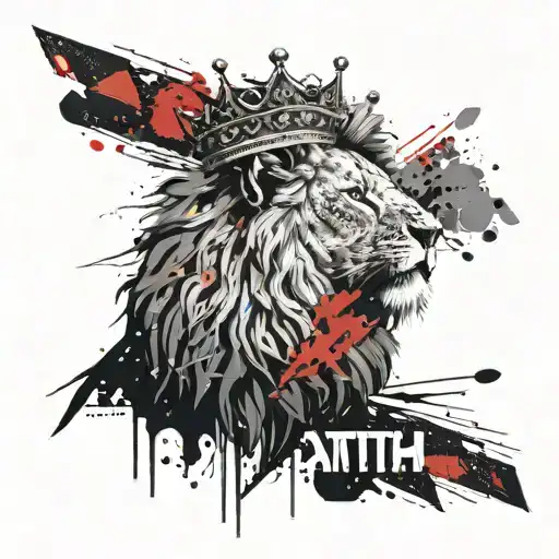 A Powerful Lion With A Crown Made Of Travel Stamps And A Banner That Says 'Strength' In A Bold Font