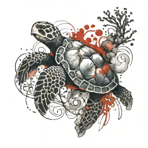 Corals Seashells Octipus Sea Turtle