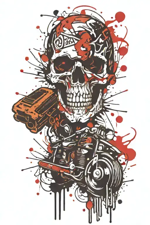 Skull Harley Logo Gun Intertwined