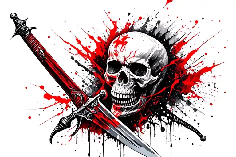 Demon Scull With Sword Threw It