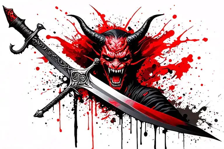 Demon Head With Sword Threw It