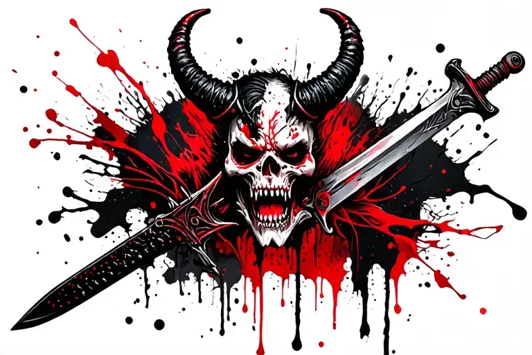 Dead Demon Head With Sword Threw It