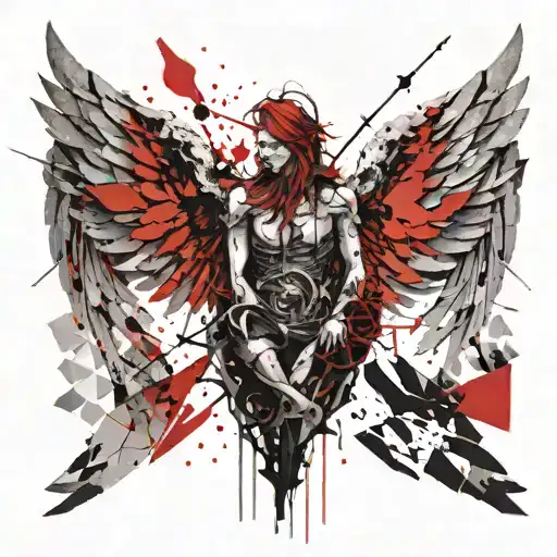 Thunder And Stone Sculpture Dynamic Angel Wings Made