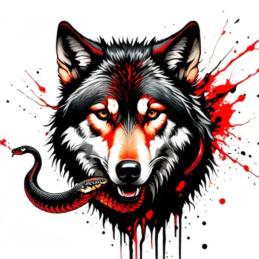 Wolf With A Snake
