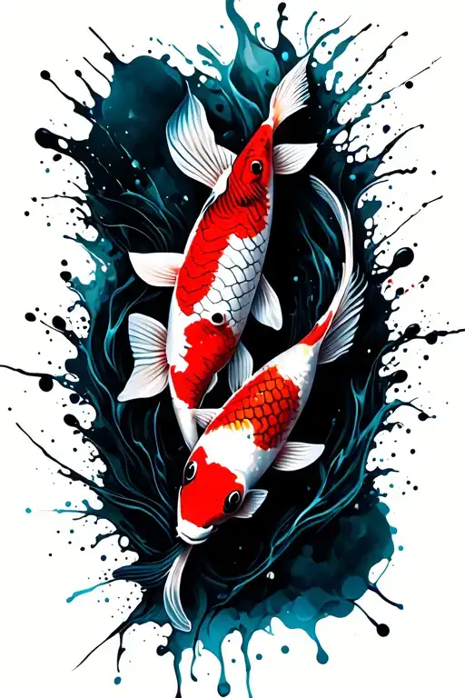 Two Koi Fish Swimming