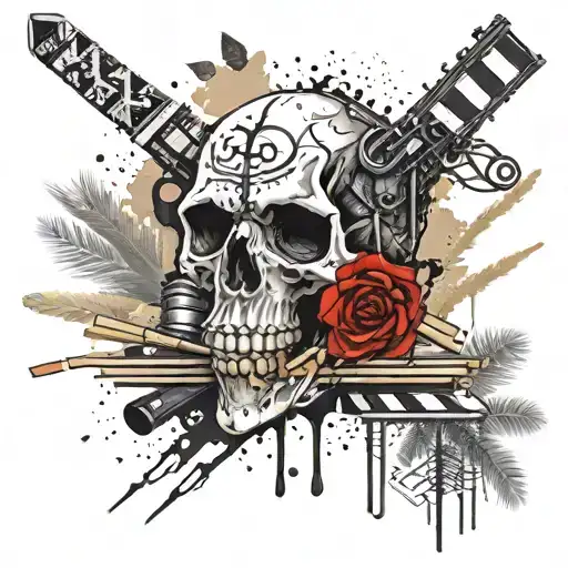 Clapperboard With Sand And Forest Demon Skull