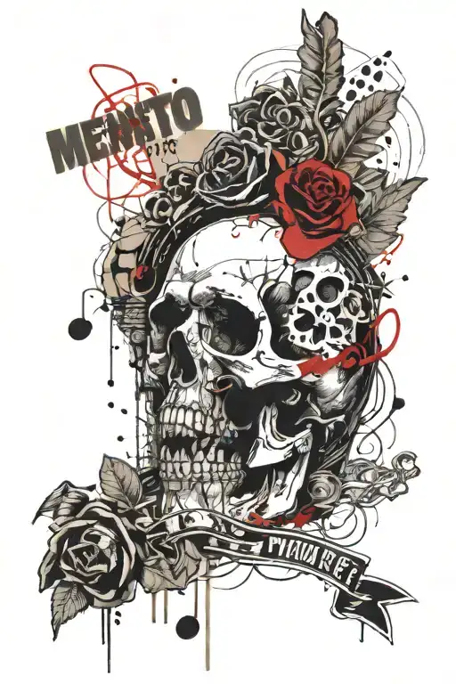 Skull With Text Written Memento Mori Vivere