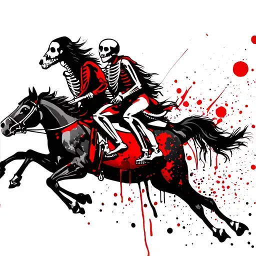 4 Horseman Skeleton Riding