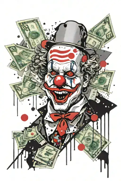 Clown With Money And Gune