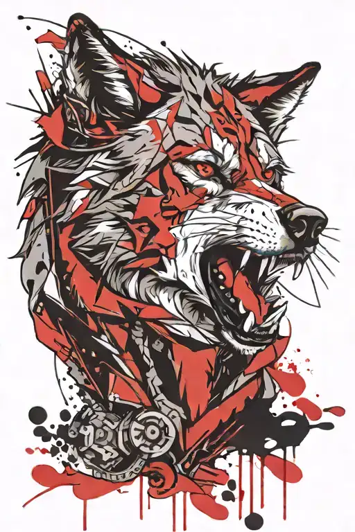 Wolf Head Tattoo Holding
