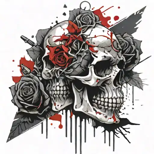 Skull Roses Cross
