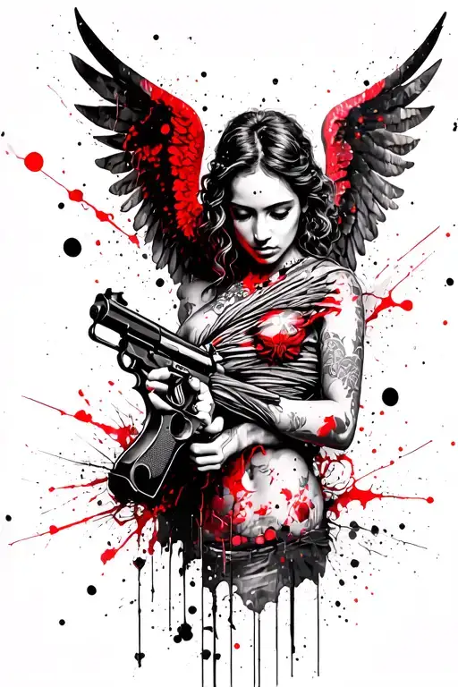 Angel With Gun Wrapped