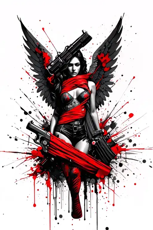 Angel With Gun Wrapped