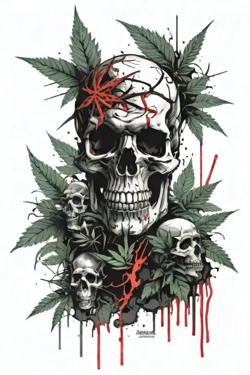 Skull And Cannabis Buds