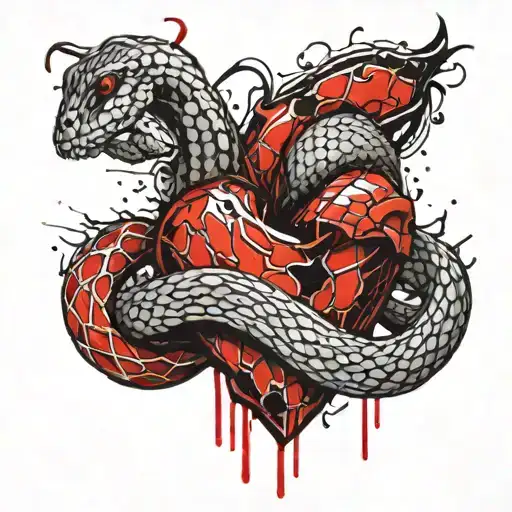 Snake Wrapped Around A Realistic Heart