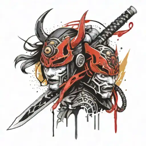 Katana And Oni Mask