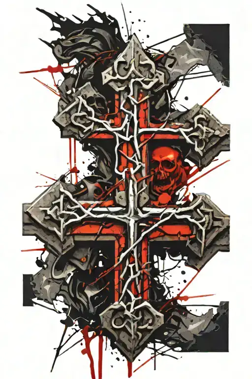 A Cross With The Crown Of Thorns On It