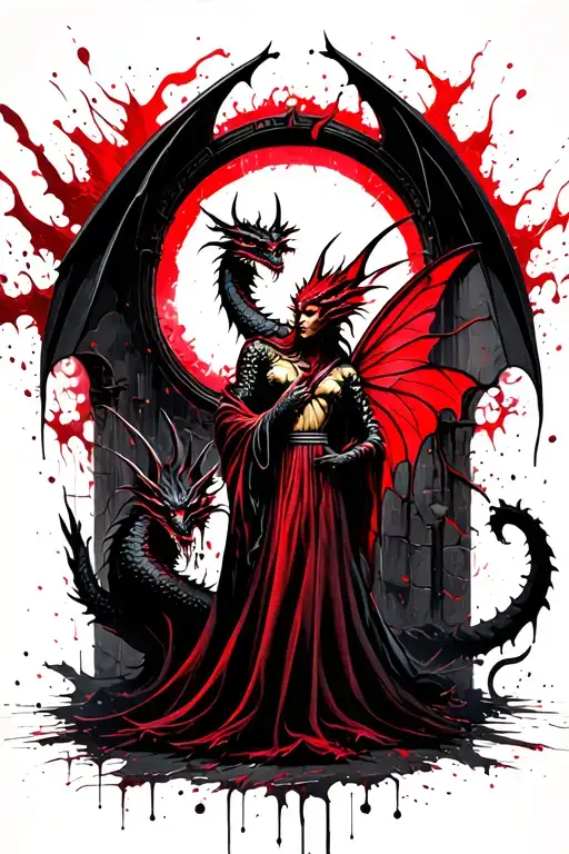 Dragon And Fairy Stand Guard In Front Of A Portal