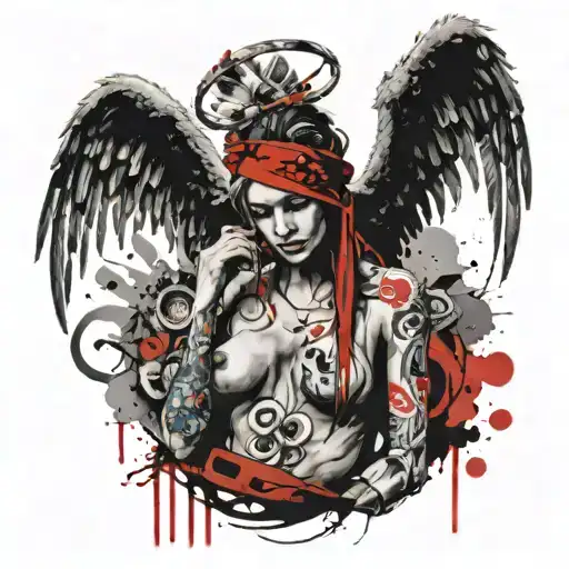 Fallen Angel W Red Bandana Wrapped