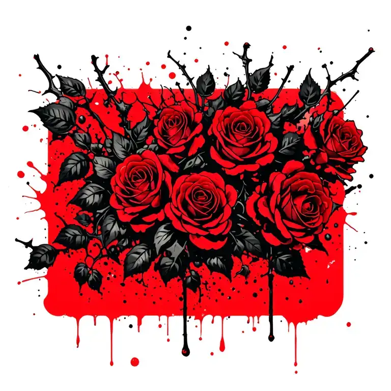 Thorny Vine W Roses Intertwined