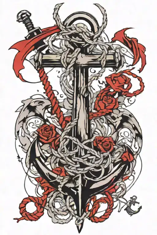 Anchor And Rope Intertwined