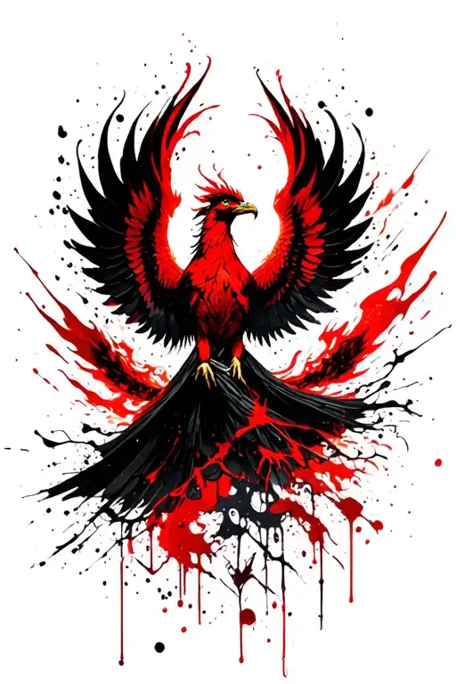 Burning Phoenix Rising Phoenix Wings Spread