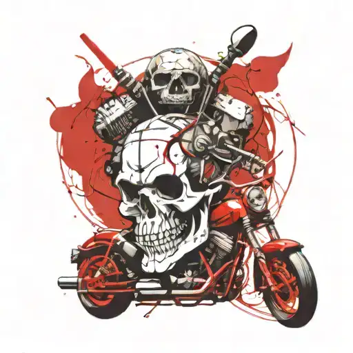 Skull With Motorcycle Engine