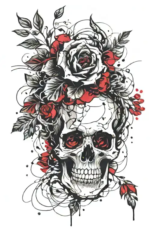 Pomegrante Flower With Skull