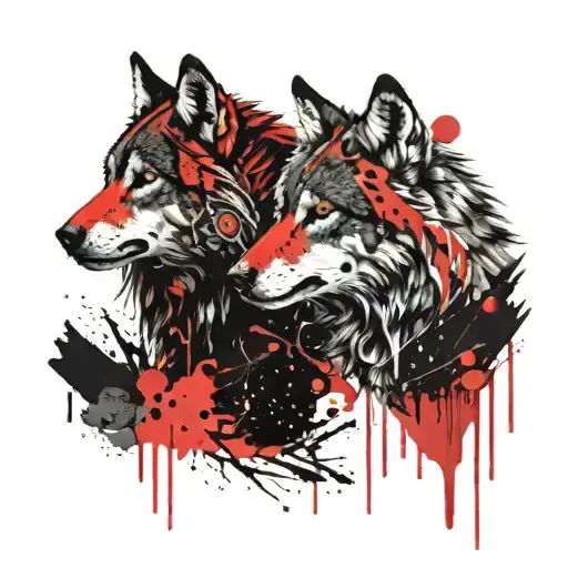 Two Wolves With Scorpio And Pisces Zodiac Signs Incorporated