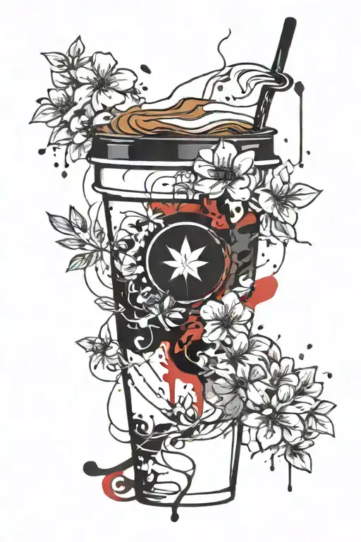 Coffee In Flowers Surrounding