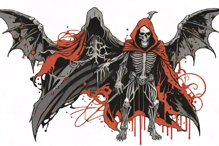 Grim Reaper Full Body With Wings Spread Like The Bat Symbol