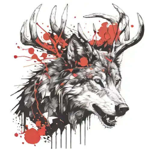 Wolf With Elk Antlers
