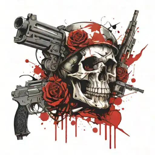 Skull And Kalashnikovs Fanned Out